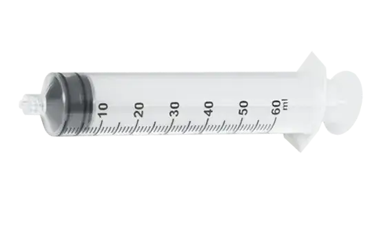 A syringe with a needle positioned against a solid black background.